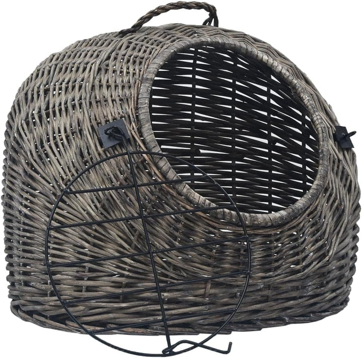 INLIFE Katzen-Transportkorb Grau 45x35x35 cm Natürliche Weide,1.85kg,170904