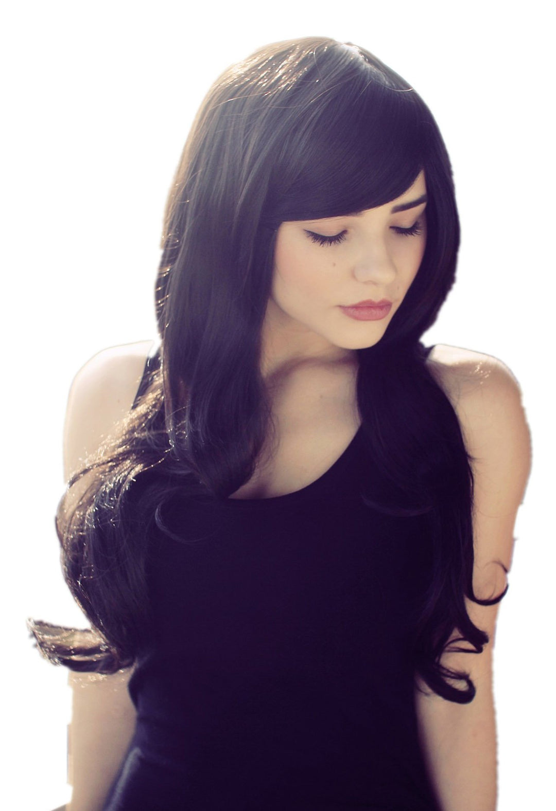 Prettyland Damen 70cm lange Gelockt gewellt natürlich Alltag Perücke Schwarz black C086, schwarz