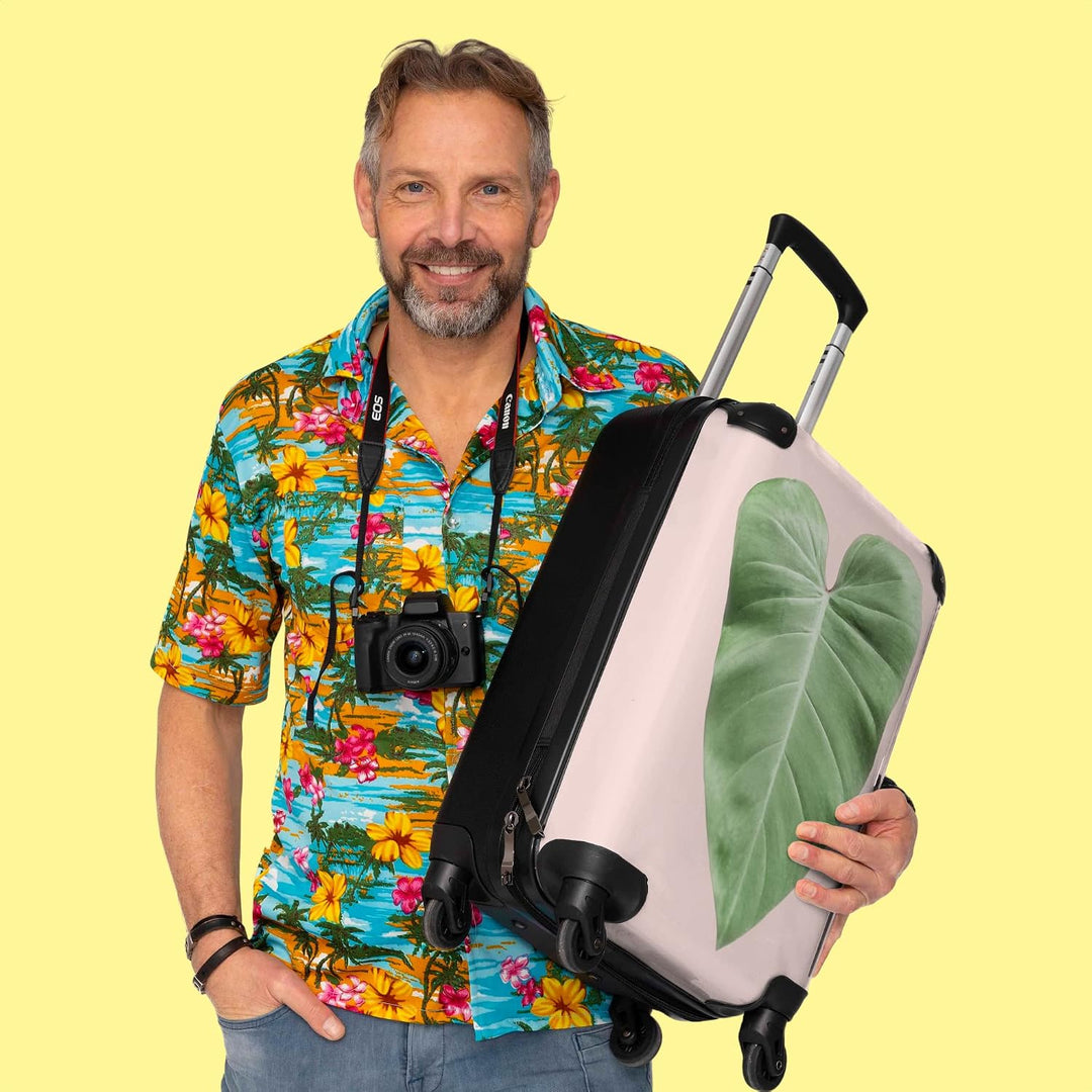 NoBoringSuitcases.com® Koffer Handgepäck Trolley Rollkoffer Kleine Reisekoffer mit 4 Rollen - Blatt