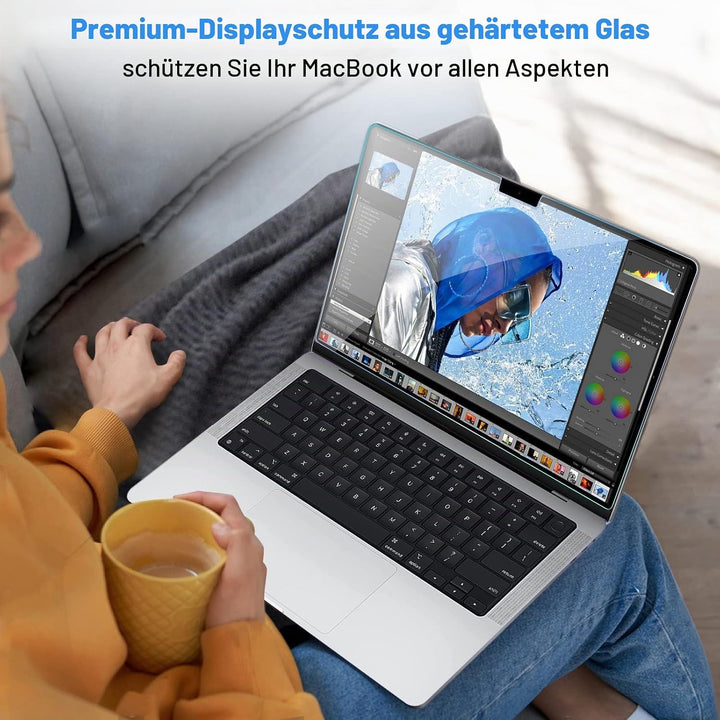 ProCase 2 Stück Schutzfolie für MacBook Pro 14.2" 2024 (M4) A3112/A3185/A3401, 9H Gehärtetes Glas fü