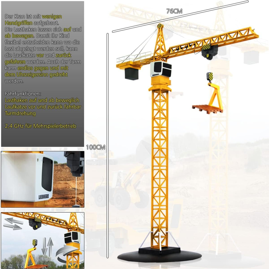 JAMARA Liebherr Turmdrehkran Baustellenfahrzeug 1:20 ferngesteuert 2,4 GHz offiziell lizenziert (Lie