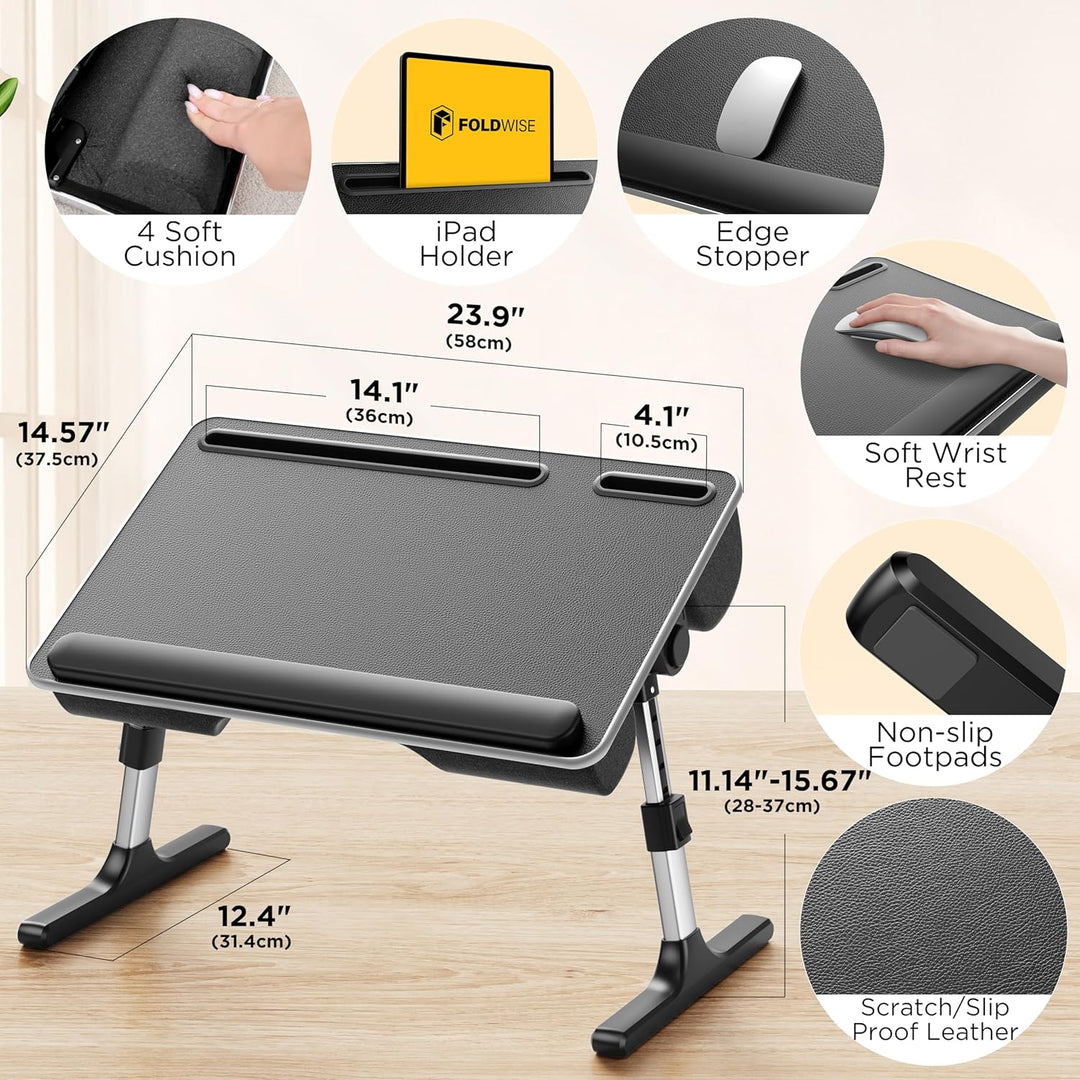 2-in-1 Bett- &amp; Schosstisch – Höhen- &amp; Neigungsverstellbar, Klappbar mit Kissen, Handgelenkauflage, T