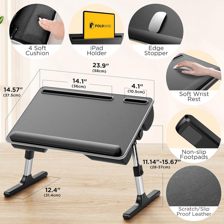 2-in-1 Bett- &amp; Schosstisch – Höhen- &amp; Neigungsverstellbar, Klappbar mit Kissen, Handgelenkauflage, T