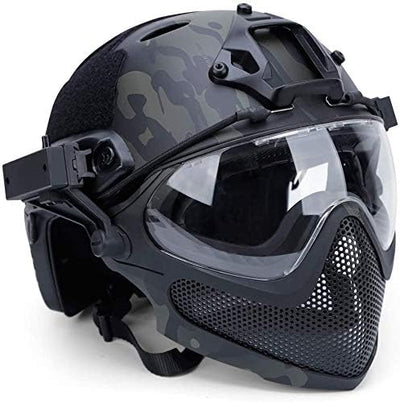 Taktischer Airsoft PJ Helm F22, EIN Integral-Schutzhelm Mit Abnehmbarer Maske Und Brille, Outdoor-Re