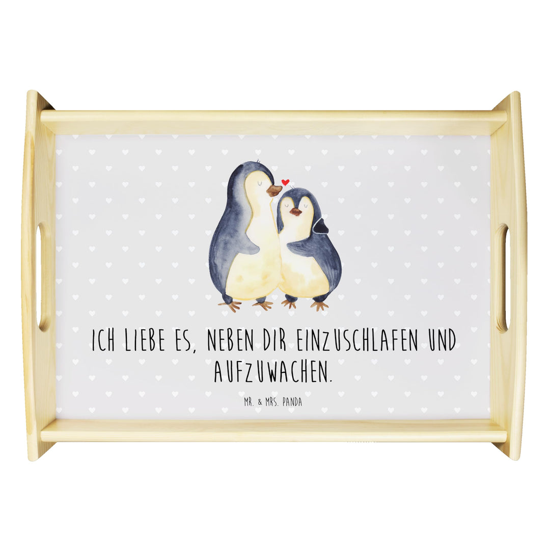Mr. & Mrs. Panda Dekotablett Pinguine Einschlafen - Geschenk, für Freundin, Jahrestag, Servierplatte