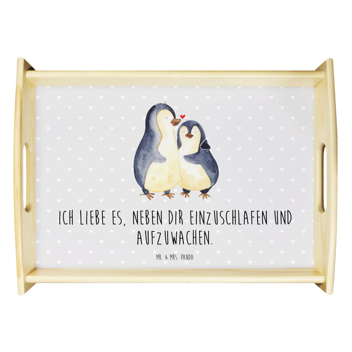 Mr. & Mrs. Panda Dekotablett Pinguine Einschlafen - Geschenk, für Freundin, Jahrestag, Servierplatte