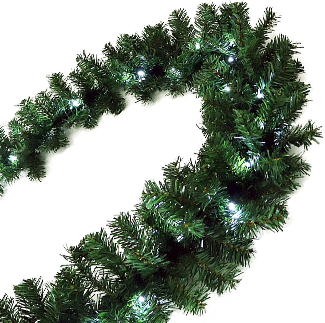 Gartenpirat Künstliche Tannengirlande Türgirlande beleuchtet LED Weihnachtsdeko (Kaltweiss, 5 m - 80