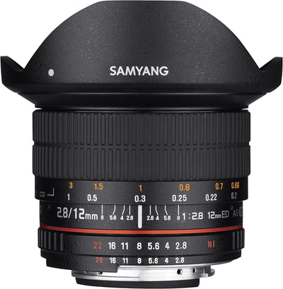 Samyang 12mm F2.8 Ultra Wide Fisheye Lens for Canon EOS EF DSLR Cameras - Full Frame Compatible, Can