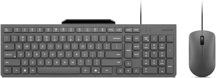 Lenovo 310 USB-A Combo Tastatur und Maus mit Kabel (Roter optischer Sensor, 2000 DPI, 3 Tasten, Scro