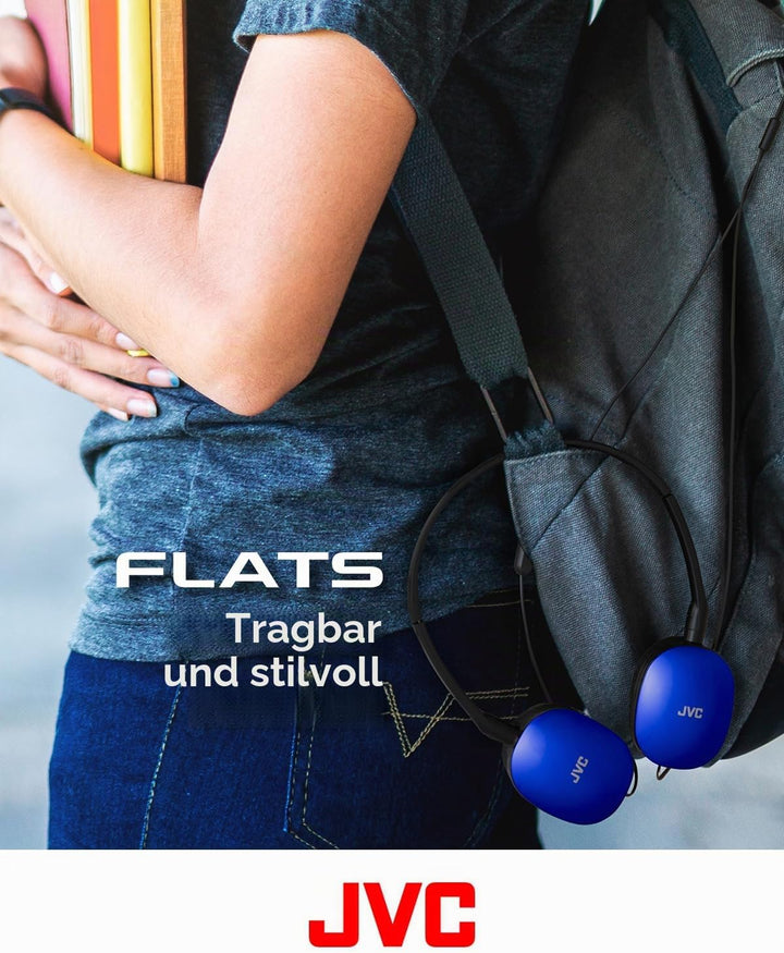 JVC HA-S160M-A - Flats Faltbarer und kompakter Kopfhörer in Glossy Trendfarbe, mit Schalter für Mikr