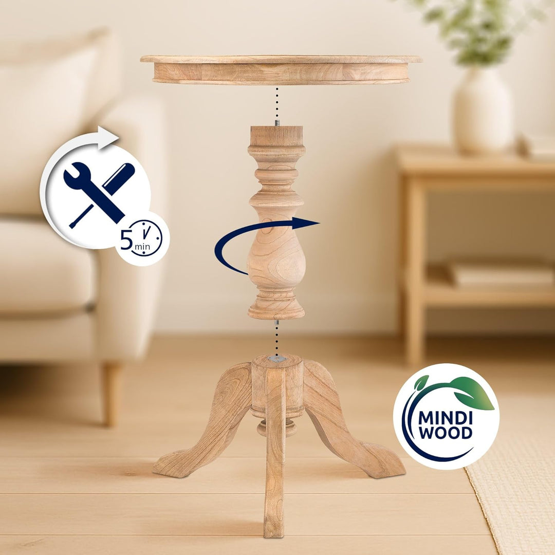 CLP Beistelltisch Wiva rund Holz, Holztisch 50cm Durchmesser für Wohnzimmer und Esszimmer, aus hochw