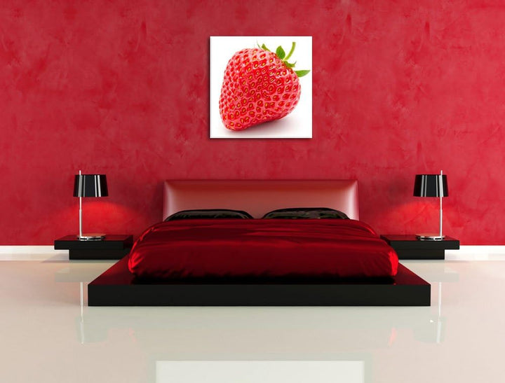 Leckere Erdbeere, Format: 70x70 auf Leinwand, XXL riesige Bilder fertig gerahmt mit Keilrahmen, Kuns