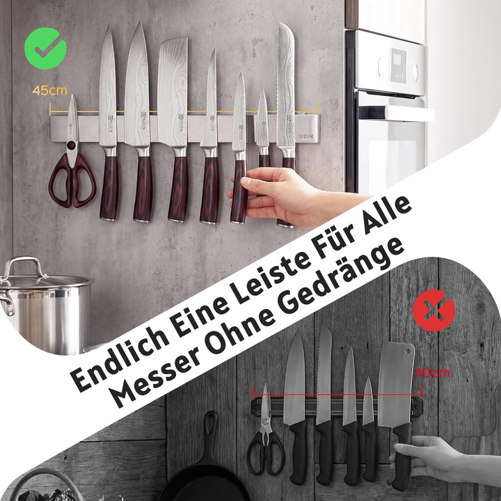 PAUDIN Magnetleiste Messer 45 cm Messerleiste magnetische Küchenmesserleiste aus Edelstahl mit extra