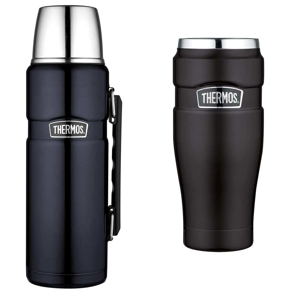 Thermos 183267 Stainless King Flask, Midnight Blue, 1.2 L &amp; Thermobecher Stainless King, Kaffeebeche