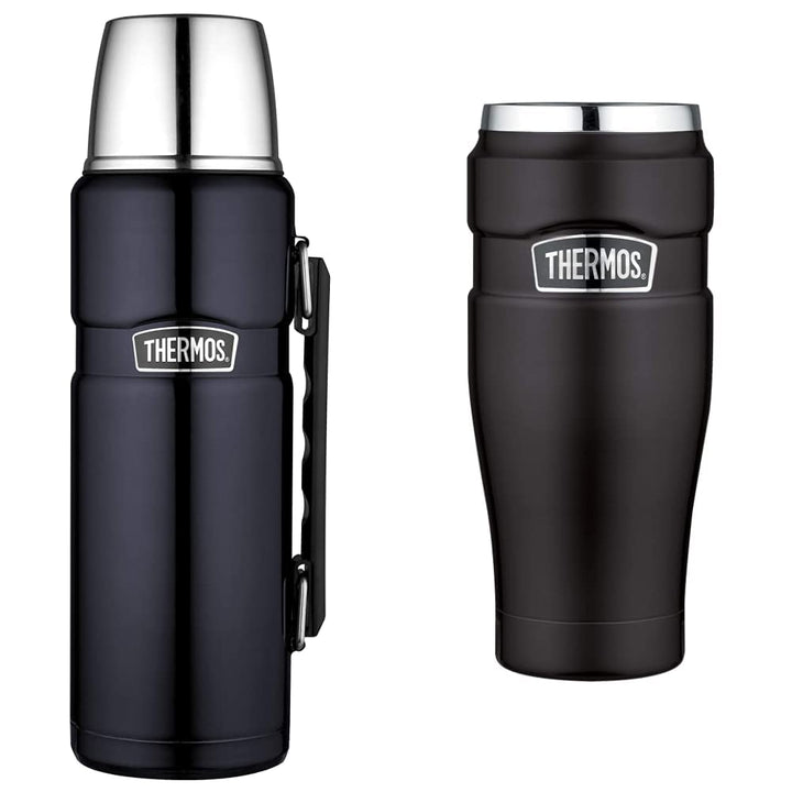 Thermos 183267 Stainless King Flask, Midnight Blue, 1.2 L &amp; Thermobecher Stainless King, Kaffeebeche