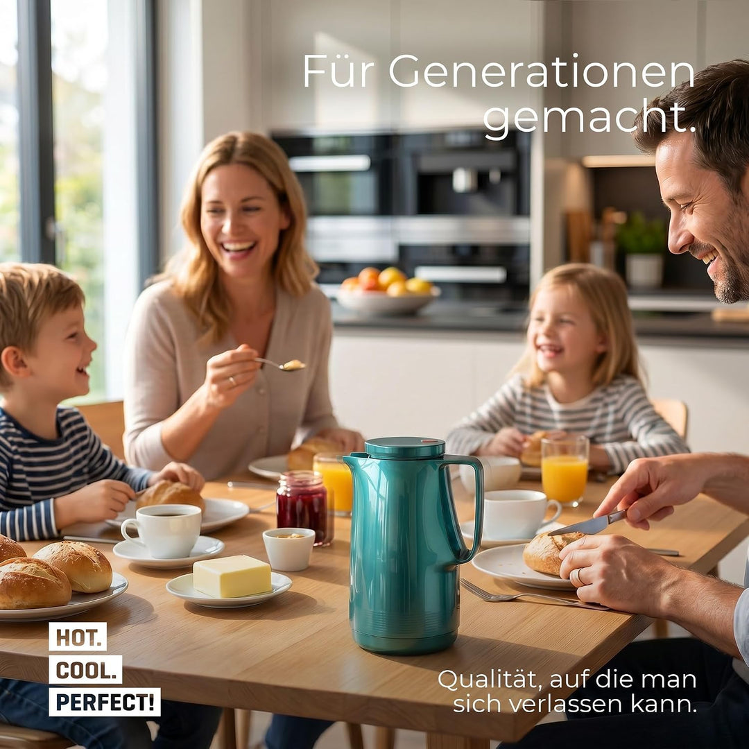 ROTPUNKT Isolierkanne 1L - Premium Kaffekanne Made in Germany I Hält bis zu 24 Std heiss I Warmhalte