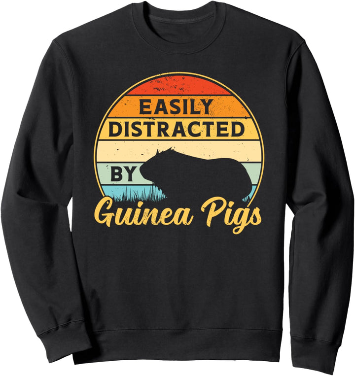 Meerschweinchen Leicht ablenkbar Retro Sunset Haustier Naget Sweatshirt
