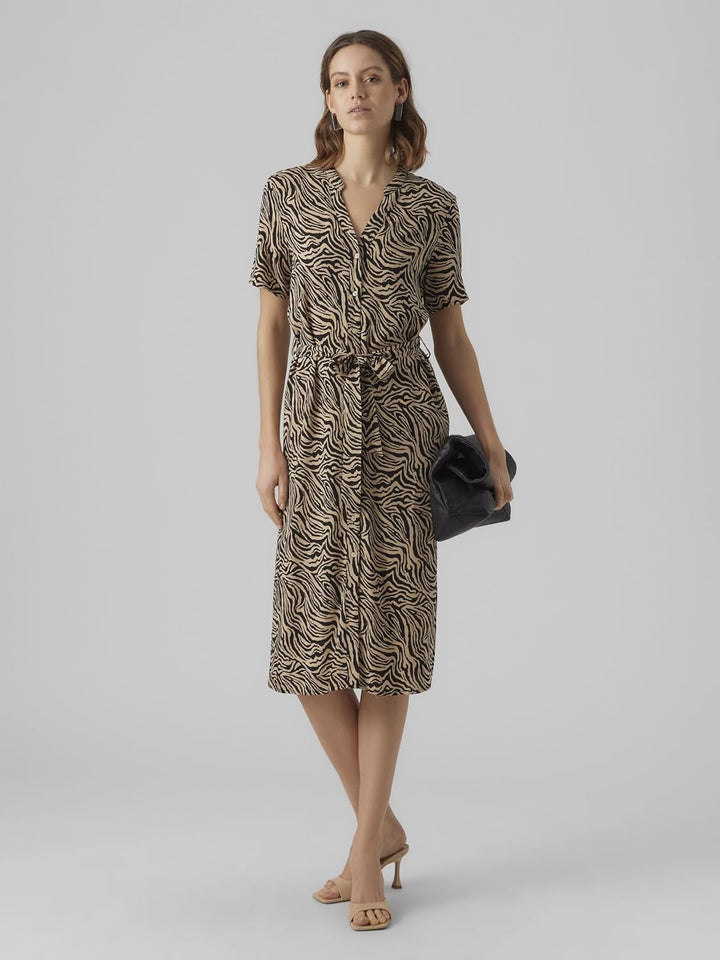 VERO MODA Female Kleid VMVICA Midikleid M Nomad/Aop:zebbi, M Nomad/Aop:zebbi