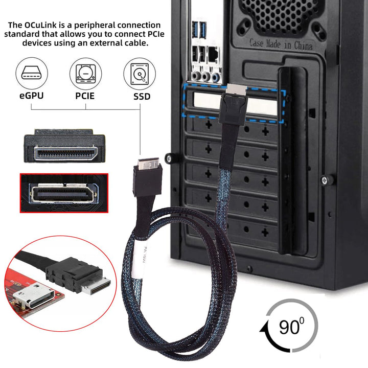 xiwai OcuLink PCI-Express SFF-8611 4i Stecker auf PCIe SFF-8611 Stecker, Datenkabel für externe eGPU