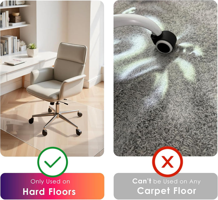 Kuyal Clear Stuhlmatte für Harte Böden112x147cm transparente Fussmatten Holz- / Fliesenschutzmatte f