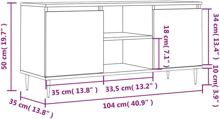 TV-Schrank, Zementgrau, 104 x 35 x 50 cm, mehrschichtiges Holz, Eisen, Fernsehschrank, niedrig, mit