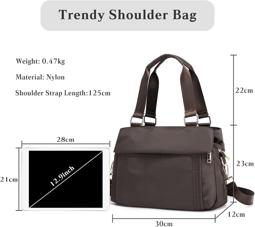 PORRASSO Umhängetasche Nylon Schultertasche Damen Multi Tasche Handtasche Mädchen Crossbody Bag für