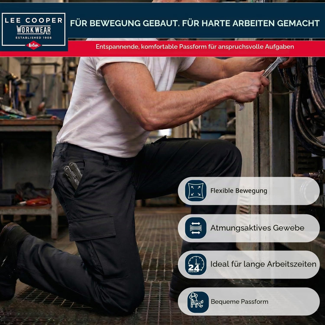 Lee Cooper Herren LCPNT205 robuste und pflegeleichte Arbeitshose mit mehreren Taschen Schwarz 34W /