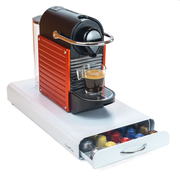Castell Deco – Nespresso kompatible Kapsel Organizer Schublade, 100% Metall, 50 fache Kapazität, zur