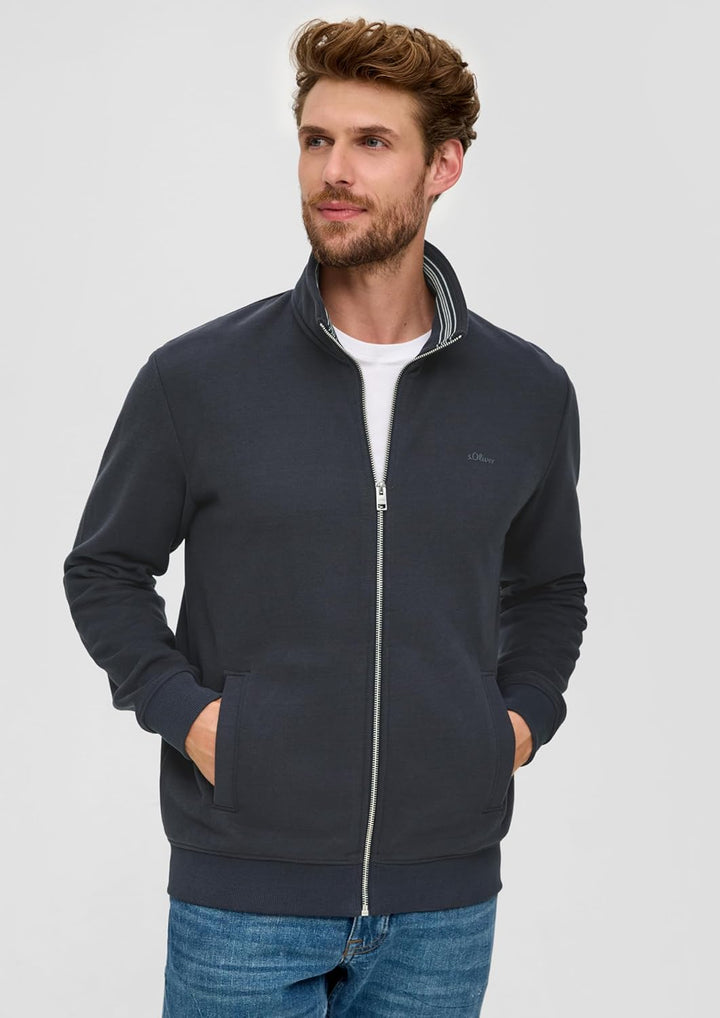 s.Oliver Herren Sweatjacke mit Stehkragen M Blau, M Blau