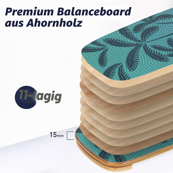 Leogreen Balance Board aus Holz, Balance Board für Indoor-Surfen und Skaten, Gleichgewichtsboard für