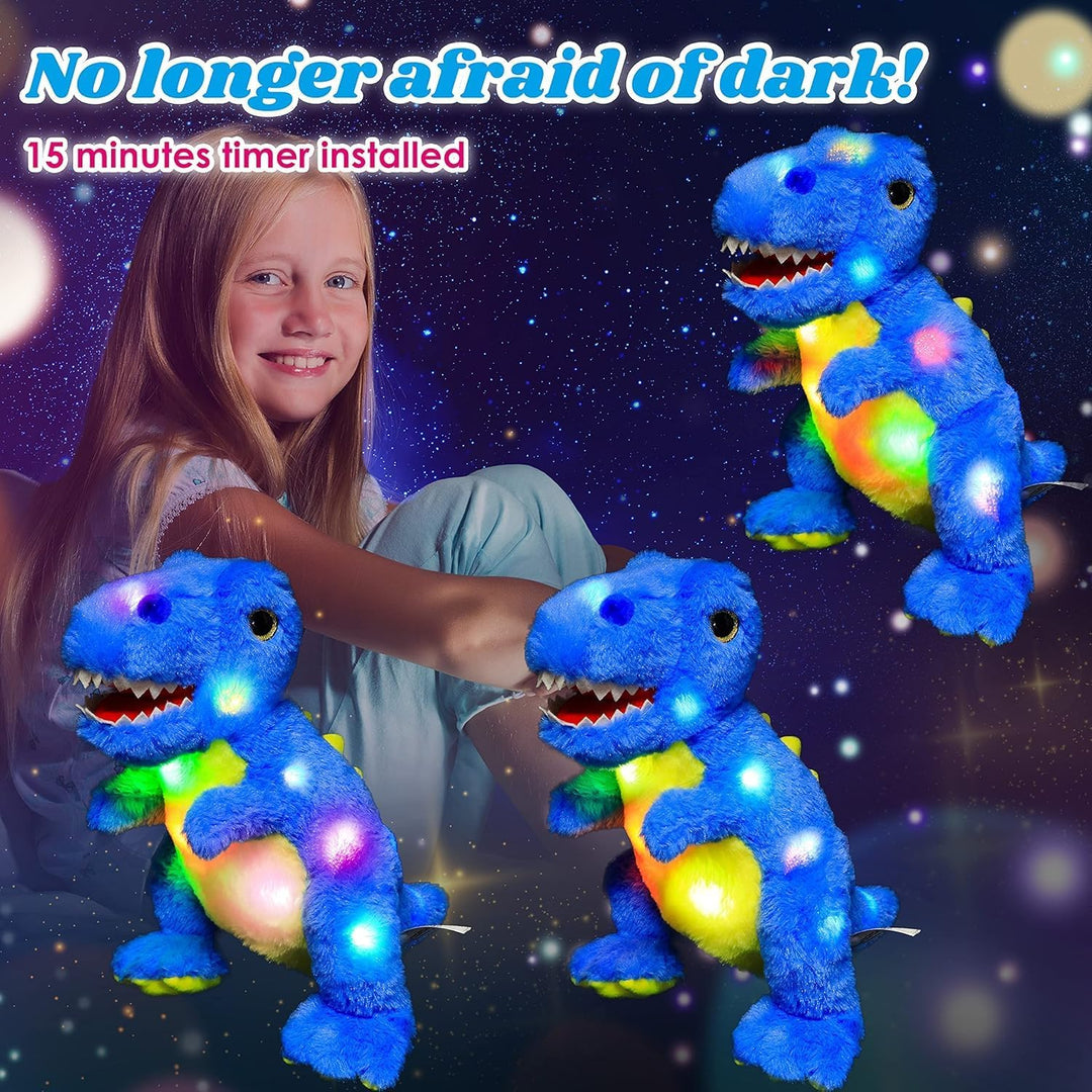 Blau Dinosaurier LED Plüschtier mit Licht up Plüsch T-Rex Plüschtiere Spielzeug, Dino Kuscheltier St