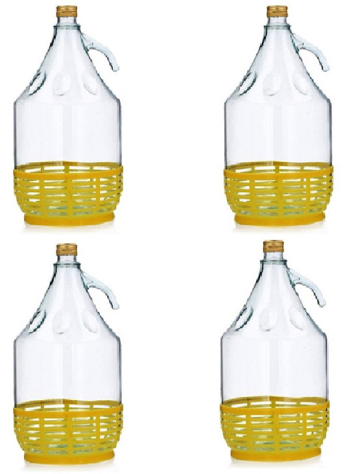 Unbekannt 4 STÜCK 5L GLASBALLON mit Kunststoffkorb Weinballon GÄRBALLON GLASFLASCHE