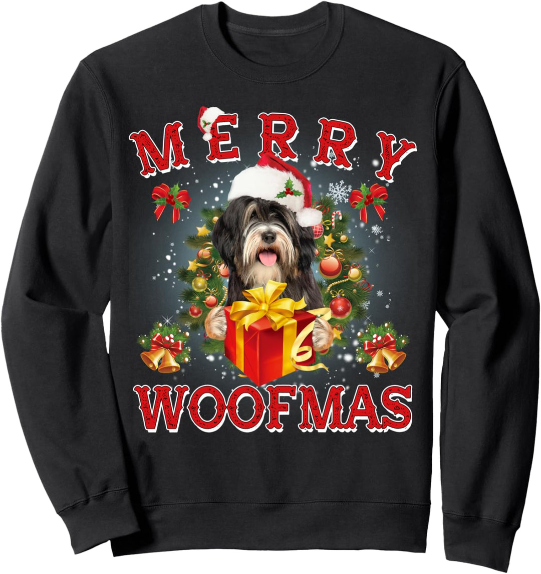 Merry Woofmas Tibetischer Terrier Weihnachtsschmuck Sweatshirt
