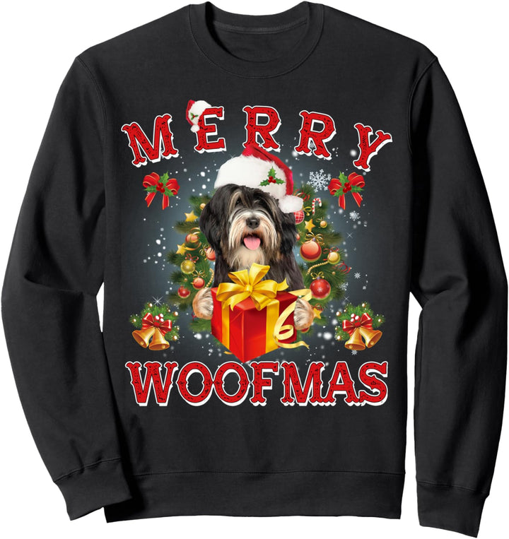 Merry Woofmas Tibetischer Terrier Weihnachtsschmuck Sweatshirt
