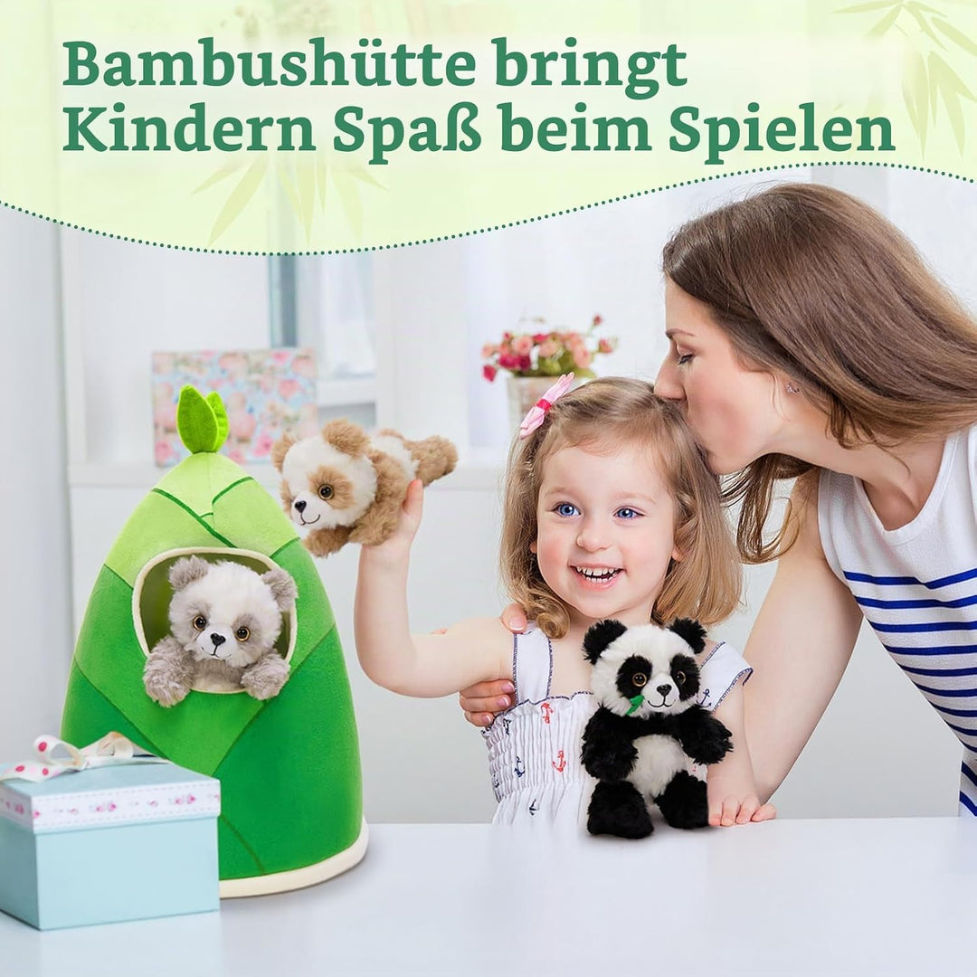MorisMos 4 stücke Panda Kuscheltier im Bambus Tasche, gross riesen Panda Stofftier Plüschtier XXL, P