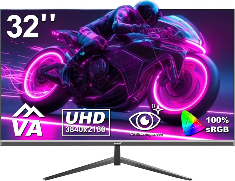 Gawfolk PC Monitor 32 Zoll UHD 4K 60Hz, Ultraklar (3840×2160p) Computer Bildschirm mit FreeSync, HDM