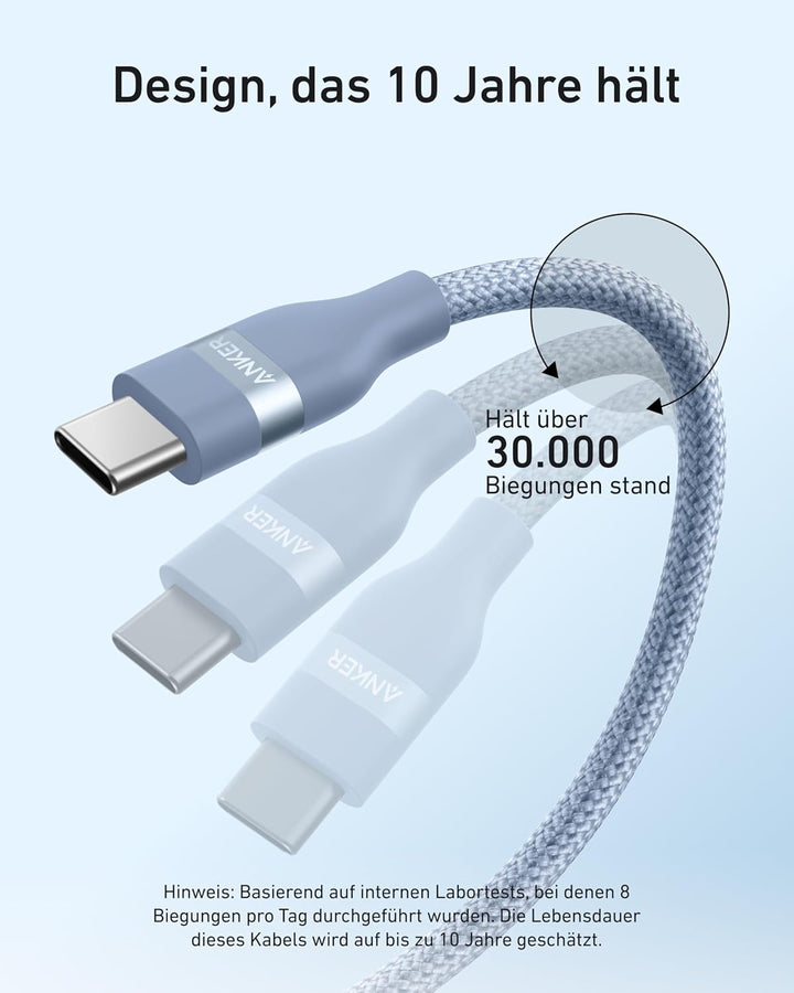 Anker Nano 240W USB C auf USB C Kabel, [1 Stück 1,8m] PD 3.0 Schnellladekabel USB C Kable, flexibel
