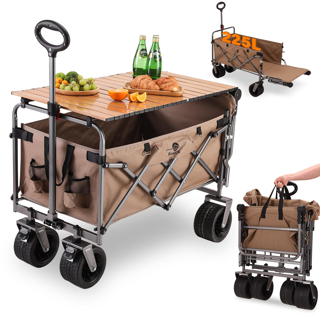 Bollerwagen Faltbar Strand Handwagen mit Getränkehalter Verstellbarem Griff,Gartenwagen für Alle Gel