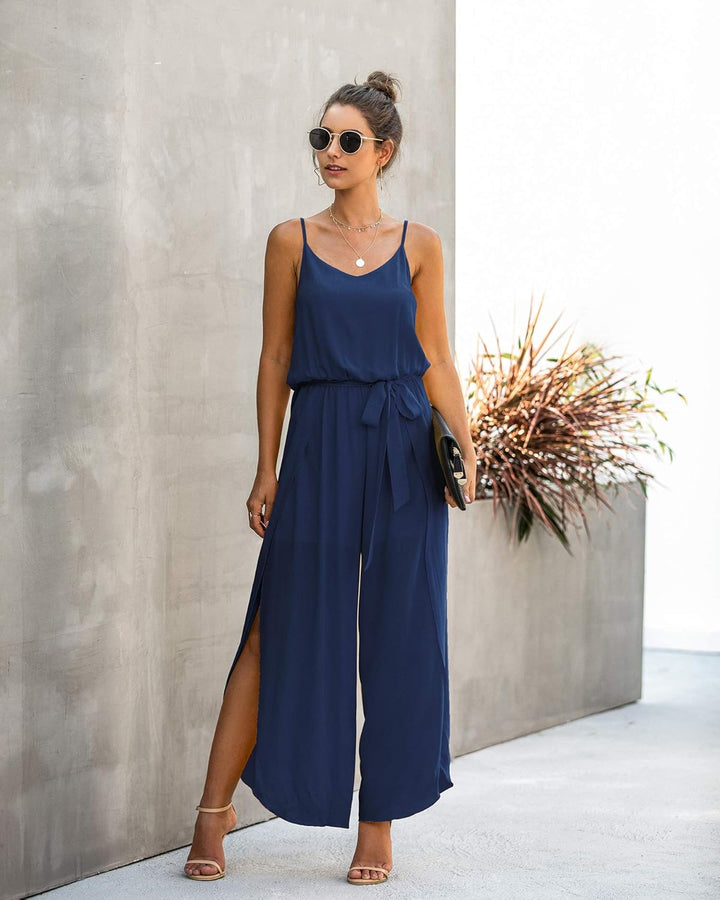 ASOMI Jumpsuit Damen Sommer Lang: Sexy Cocktail Elegant Mode Gürtel Overall Hochzeit Hawaii Urlaub S