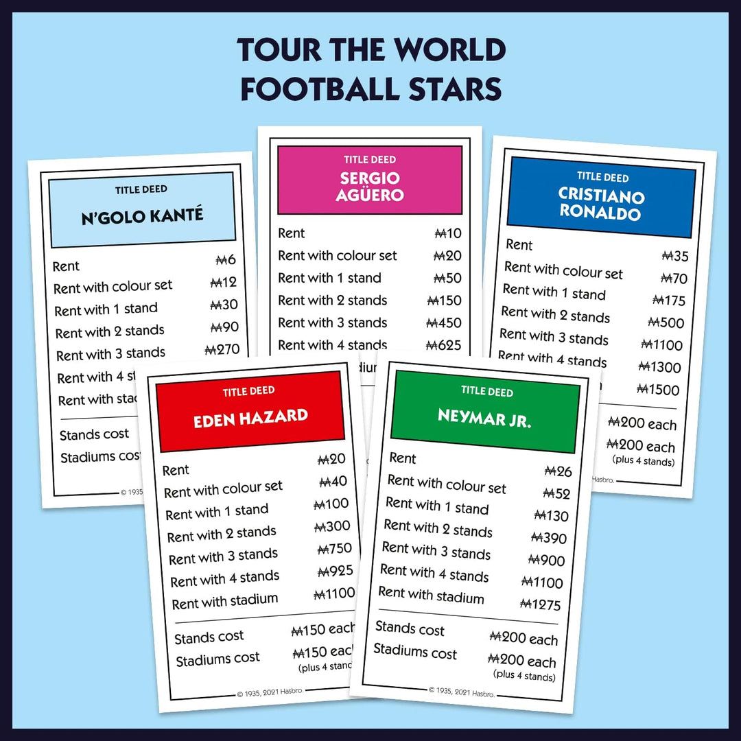 Winning Moves WM01927-EN1-6 World Football Stars Monopoly Brettspiel, ab 6 Jahren, für 2-8 Spieler