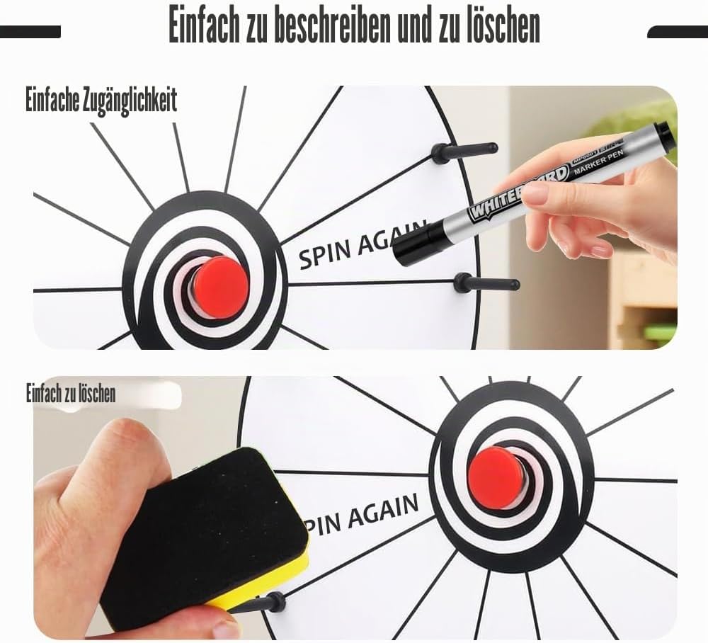 Glücksrad Zum Drehen,30cm Glücksrad Zum Selbstgestalten mit 14 Slots,Spinning Prize Wheel Spielzeug