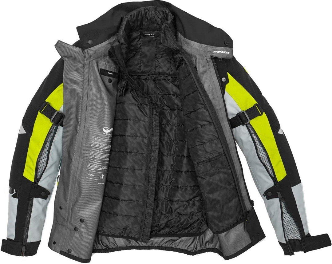 Spidi H2Out Allroad Motorrad Textiljacke (Black/Grey/Yellow,L)