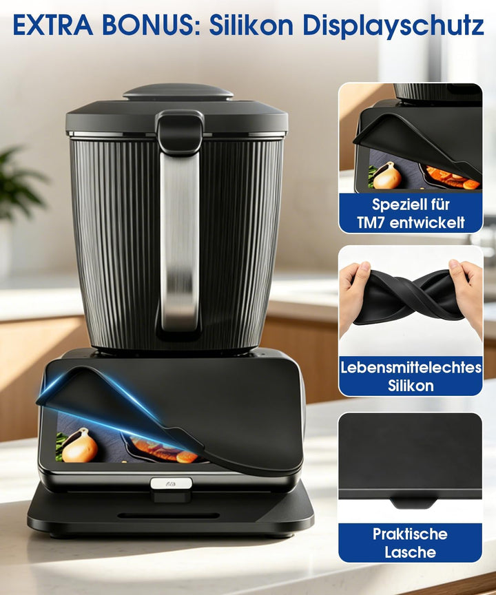 BOYUNSHI Gleitbrett für Thermomix TM7 mit Silikon Displayschutz, 3te Generation,Acryl-Platte mit 360