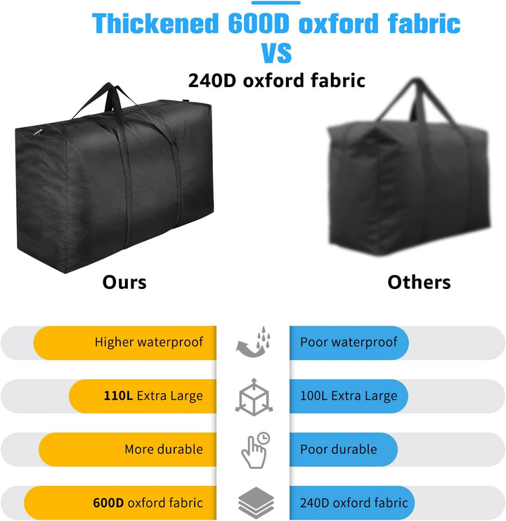 4 Stück 110L grosse Kleidungsaufbewahrungstasche, 600D Oxford-Gewebe, starke Aufbewahrung, Unterbett