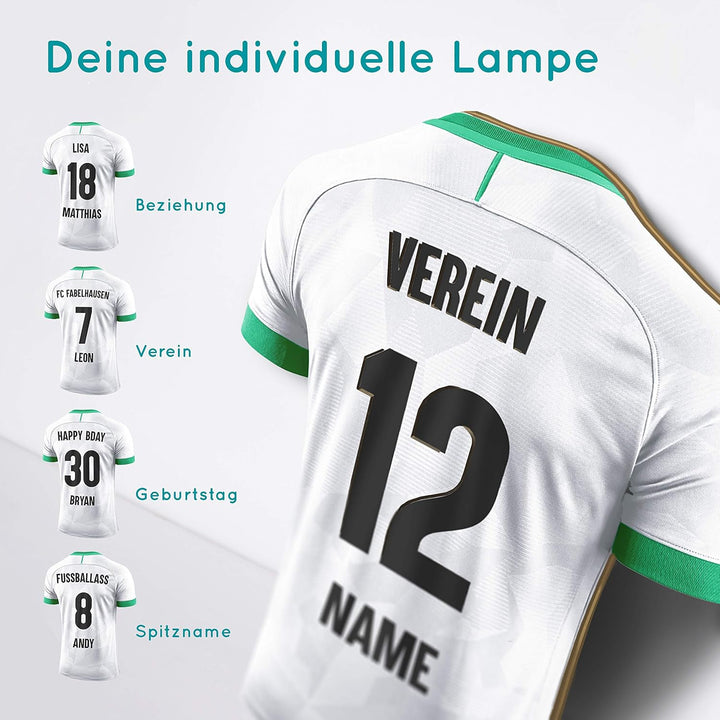 Elbeffekt Trikotlampe für Mönchengladbach Fans aus Holz - personalisierbares Geschenk - schenke Dein