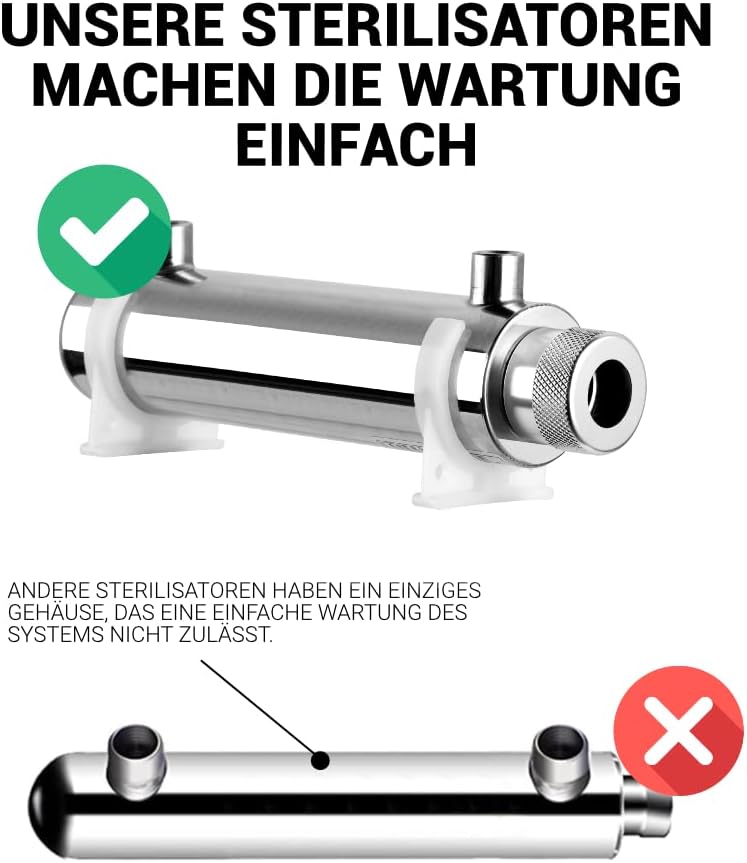 UV Anlage Wasserfilter Desinfektionsanlage mit UV Lampe 6 watt, Durchfluss 2l/min für Mikrofilteranl