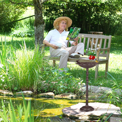 Relaxdays Vogeltränke Gusseisen Vogelbad mit Ständer, Wildvogeltränke für Garten, antikes Design,74,