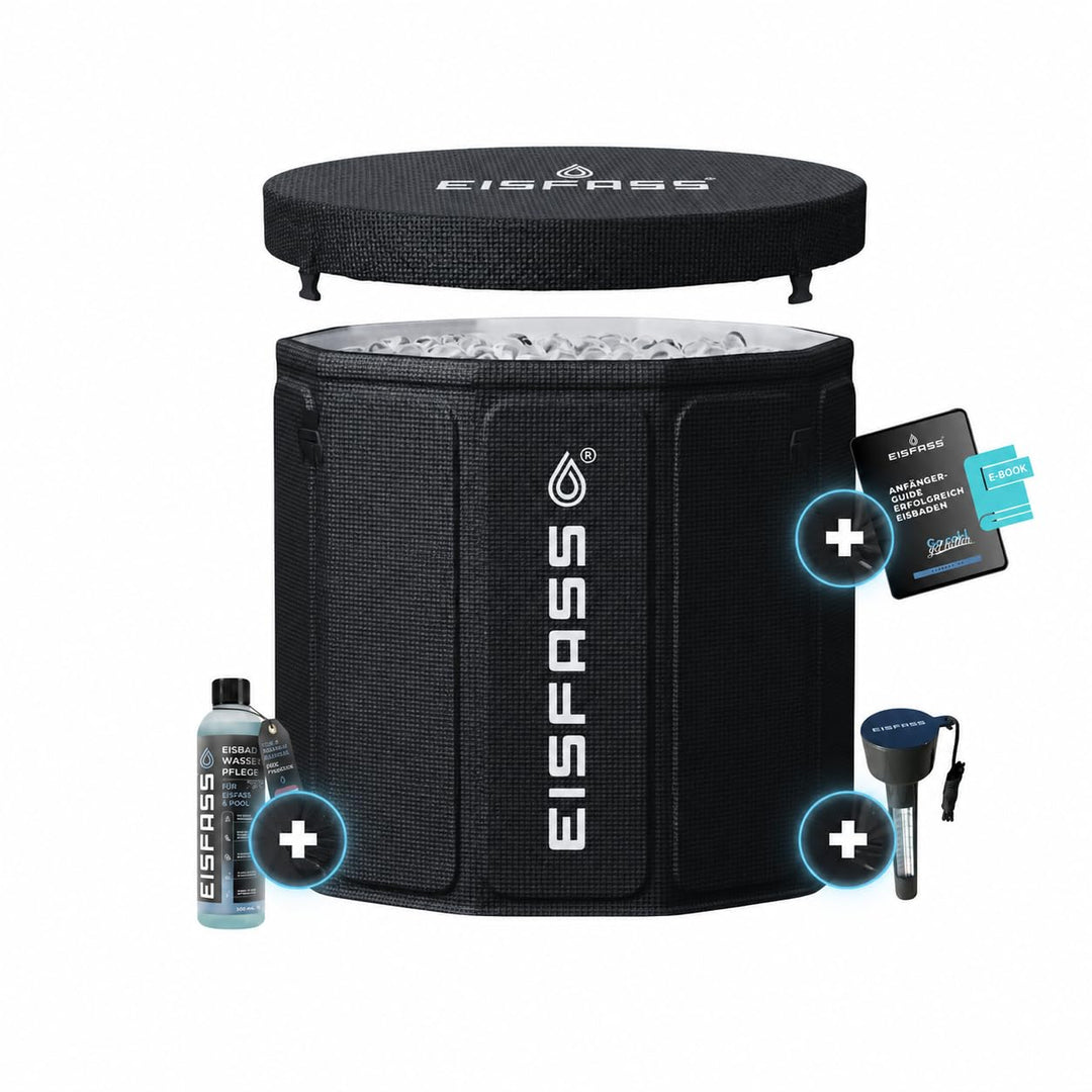 Eisfass® Easy Premium Eisbad für Zuhause zum Eisbaden (77cm Ø x 67 cm, 250L) Patentiert in Europa -