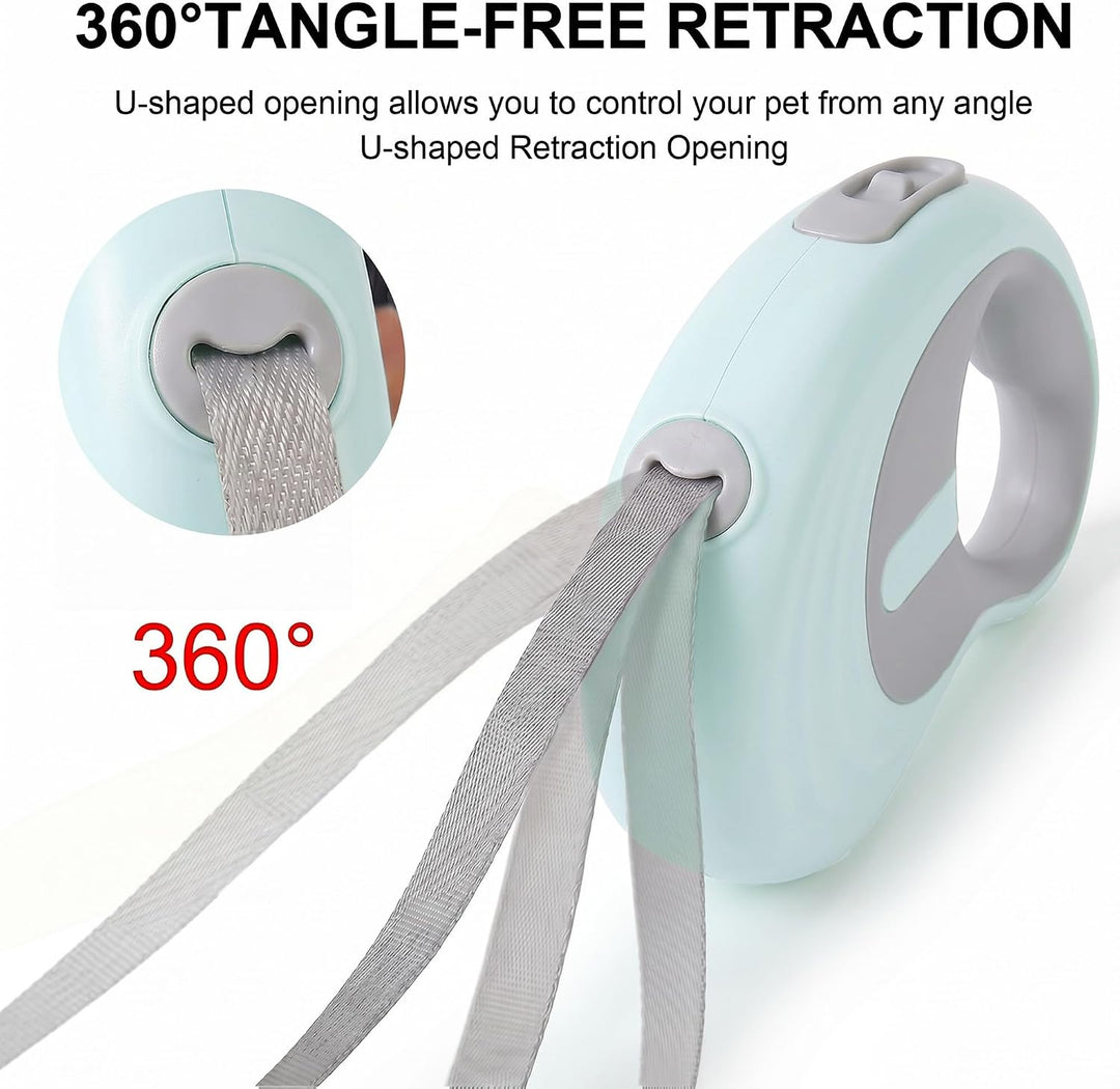 AIITLE Ausziehbare Hundeleine 5m verhedderfrei Pause Blau | 360° drehbar, Klick &amp; Schloss &amp; Pause, r