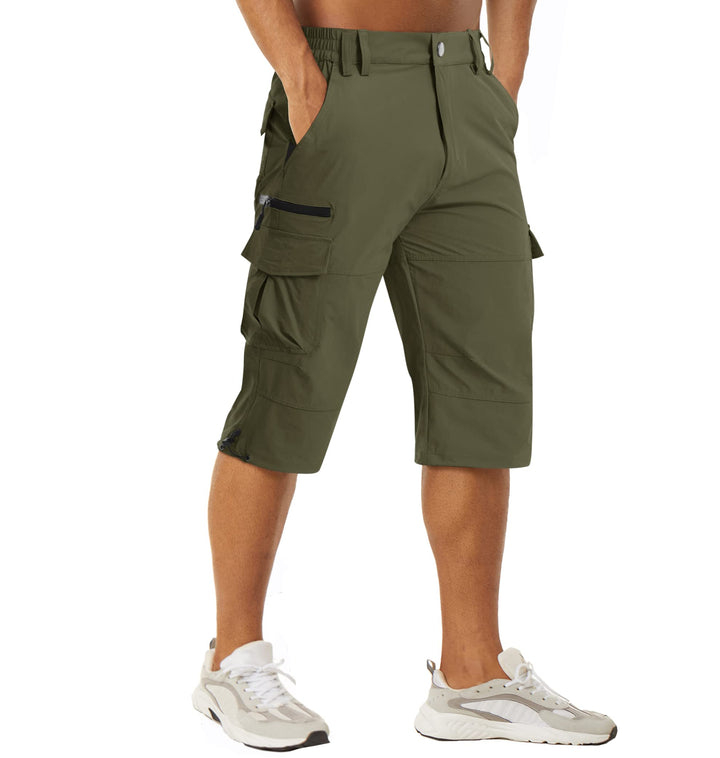 MAGCOMSEN Herren 3/4 Hose Schnelltrocknend Outdoor Shorts mit 7 Taschen Leicht Sommer Caprihose Atmu